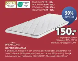 Jysk Hopen topmatras aanbieding
