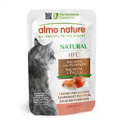Zooplus 5 + 1 gratis! Almo Nature HFC Natural natvoer voor katten 6 x 55 g - Zalm & Pompoen (24 x 55 g) aanbieding
