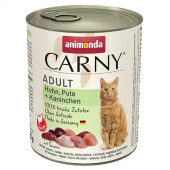 Zooplus 6x800g Adult Kip/Kalkoen/Konijn Animonda Carny Kattenvoer aanbieding