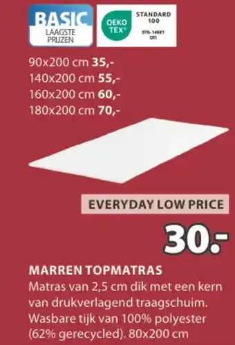 Jysk Marren topmatras aanbieding