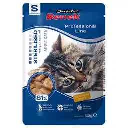 Zooplus 24x 100g Super Benek Professional Line Sterilized Adult Gevogelte kattenvoer nat aanbieding