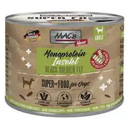 Zooplus 6x180g MAC's Monoprotein Insecten & Superfood nat hondenvoer aanbieding