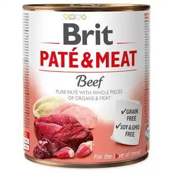 Zooplus 12x 800g Brit Paté & Vlees Adult Rundvlees hondenvoer nat aanbieding