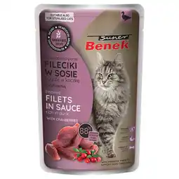 Zooplus 28x 85g Super Benek Gestoomde Graanvrij eendenfilets met veenbessen in saus nat kattenvoer aanbieding