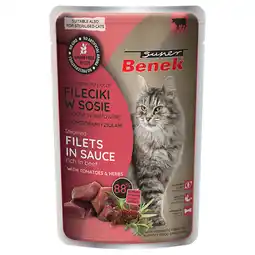 Zooplus 28x 85g Super Benek Graanvrij Gestoomde runderfilets met tomaten in saus Nat kattenvoer aanbieding