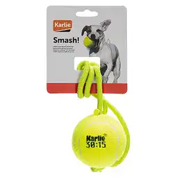 Zooplus Karlie HSP tennisbal met touw ca. Ø 8x18cm hond aanbieding