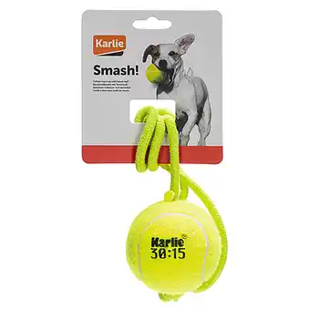 Zooplus Karlie HSP tennisbal met touw ca. Ø 8x18cm hond aanbieding