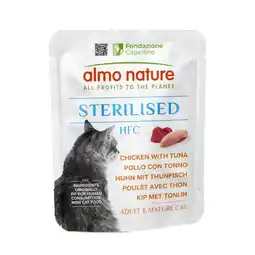 Zooplus 6x 50g Almo Nature HFC Sterilised kip met tonijn natvoer voor katten aanbieding