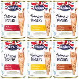 Zooplus 6x 400g Butcher's Delicious Dinners 3 smaken (rund, kip & wild) natvoer voor katten aanbieding