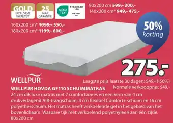 Jysk Wellpur hovda gf110 schuimmatras aanbieding