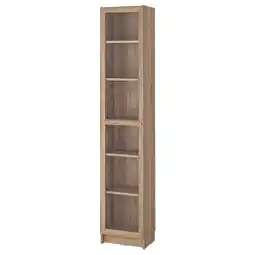 IKEA Billy / oxberg Boekenkast met vitrinedeur, eikenpatroon/helder glas, 40x30x202 cm aanbieding