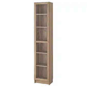 IKEA Billy / oxberg Boekenkast met vitrinedeur, eikenpatroon/helder glas, 40x30x202 cm aanbieding