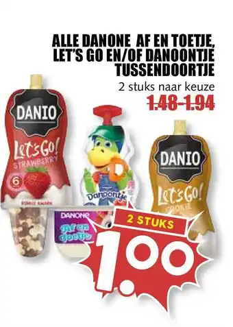 MCD Supermarkt Alle Danone Af En Toetje, Let's Go En-of Danoontje Tussendoortje aanbieding