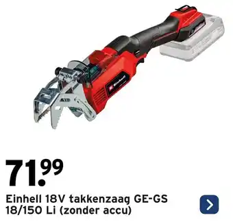 GAMMA Einhell 18V takkenzaag GE-GS 18/150 Li aanbieding