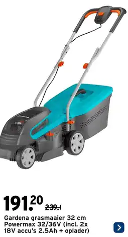 GAMMA Gardena grasmaaier Powermax 32/36V aanbieding