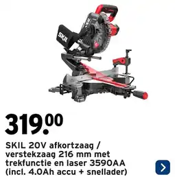 GAMMA SKIL 20V afkortzaag / verstekzaag met trekfunctie en laser 3590AA aanbieding
