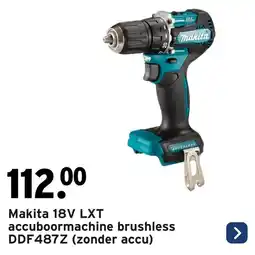 GAMMA Makita 18V LXT accuboormachine brushless DDF487Z aanbieding