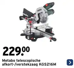 GAMMA Metabo telescopische afkort / verstekzaag KGS216M aanbieding