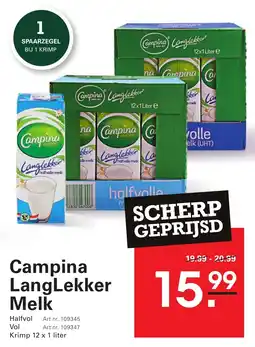 Sligro Campina LangLekker Melk aanbieding