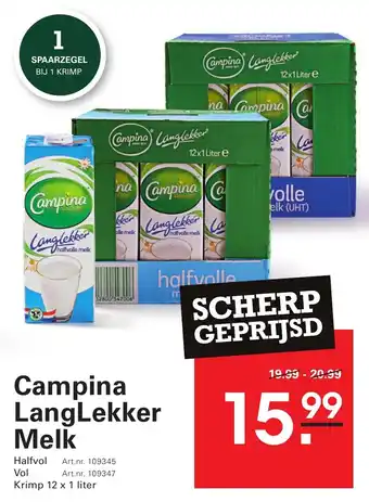Sligro Campina LangLekker Melk aanbieding
