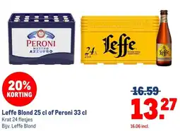Makro Leffe Blond 25 cl of Peroni 33 cl aanbieding