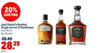 Makro Jack Daniel's Bonded, Single barrel of Gentleman aanbieding