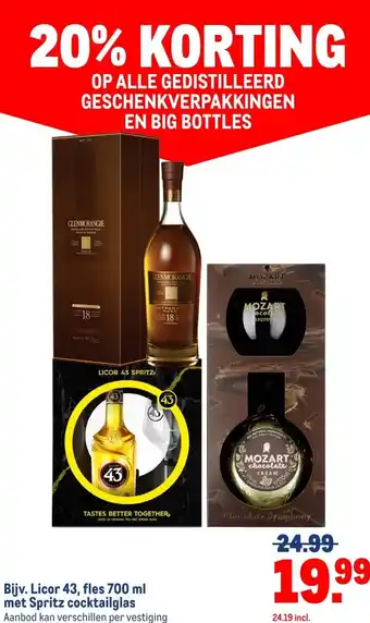 Makro Bijv. Licor 43, fles 700 ml met Spritz cocktailglas aanbieding