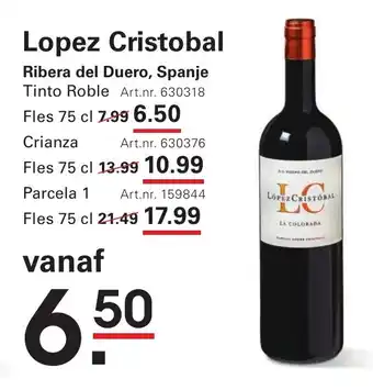 Sligro Lopez Cristobal Tinto Roble aanbieding