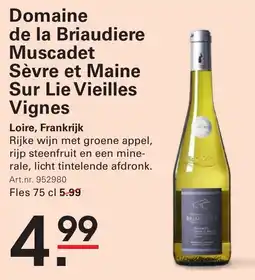 Sligro Domaine de la Briaudiere Muscadet Sèvre et Maine Sur Lie Vieilles Vignes aanbieding