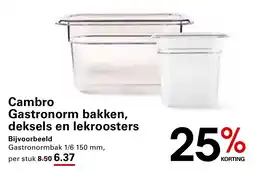 Sligro Cambro Gastronorm bakken, deksels en l per stuk 8.50 6.37 roosters aanbieding
