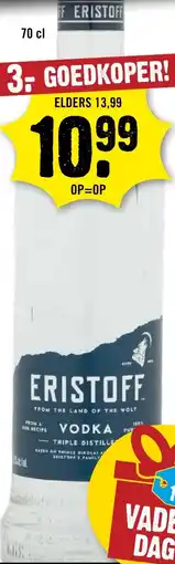 Dirck 3 Eristoff vodka aanbieding