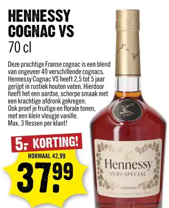 Dirck 3 Hennessy cognac vs aanbieding