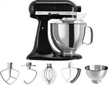 Bol.com KitchenAid keukenmachine - Artisan - Keukenrobot met 7 accessoires - 300 W - 48 L - Zwart aanbieding