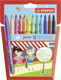 Amazon Viltstift - STABILO power -12 stuks - met 12 verschillende kleuren aanbieding