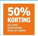 GAMMA 50% KORTING op solar buitenlamp Aida en Alpha aanbieding