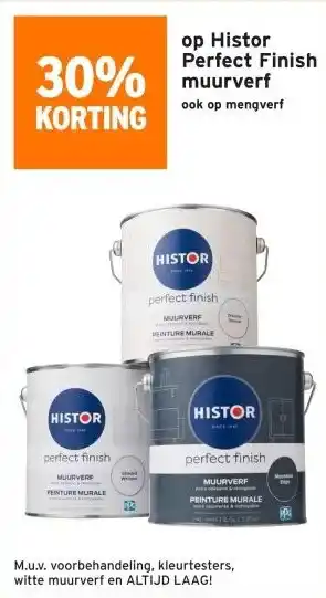 GAMMA 30% KORTING op Histor Perfect Finish muurverf ook op mengverf aanbieding