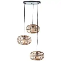 Praxis Brilliant hanglamp Woodball rotan ⌀28cm 3xE27 aanbieding