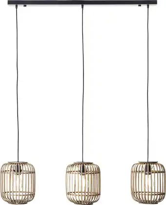 Praxis Brilliant hanglamp Woodrow rotan 3xE27 aanbieding