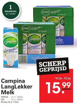 Sligro Campina LangLekker Melk aanbieding