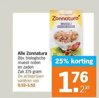 Albert Heijn Alle Zonnatura 25% Korting aanbieding