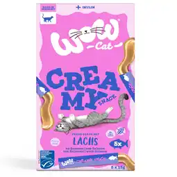 Zooplus 5x15g Zalm Wow Cat Creamy Snack voor katten aanbieding
