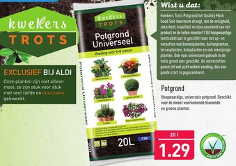 ALDI kwekers TROTS Potgrond Universeel 20 l aanbieding