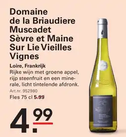 Sligro Domaine de la Briaudiere Muscadet Sèvre et Maine Sur Lie Vieilles Vignes aanbieding