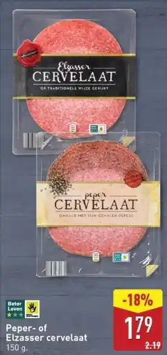 ALDI Peper of Elzasser cervelaat aanbieding