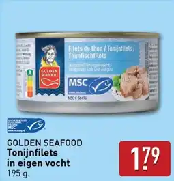 ALDI GOLDEN SEAFOOD Tonijnfilets in eigen vocht aanbieding