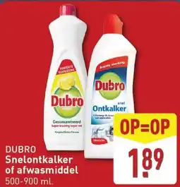 ALDI DUBRO Snelontkalker of afwasmiddel aanbieding