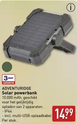 ALDI ADVENTURIDGE Solar powerbank aanbieding