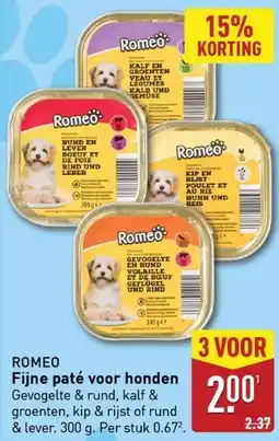 ALDI Romeo Fijne paté voor honden aanbieding