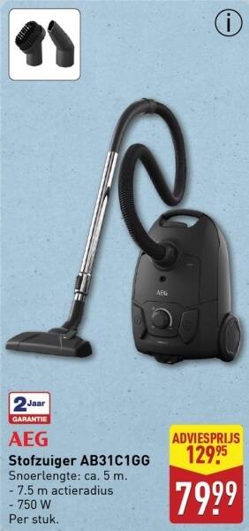 Aeg AB31C1GG - Aspirador Com Saco de 750 W Série Clean 3000 Cinza