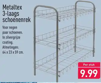 ALDI Metaltex 3-laags schoenenrek 64x23x59 cm aanbieding